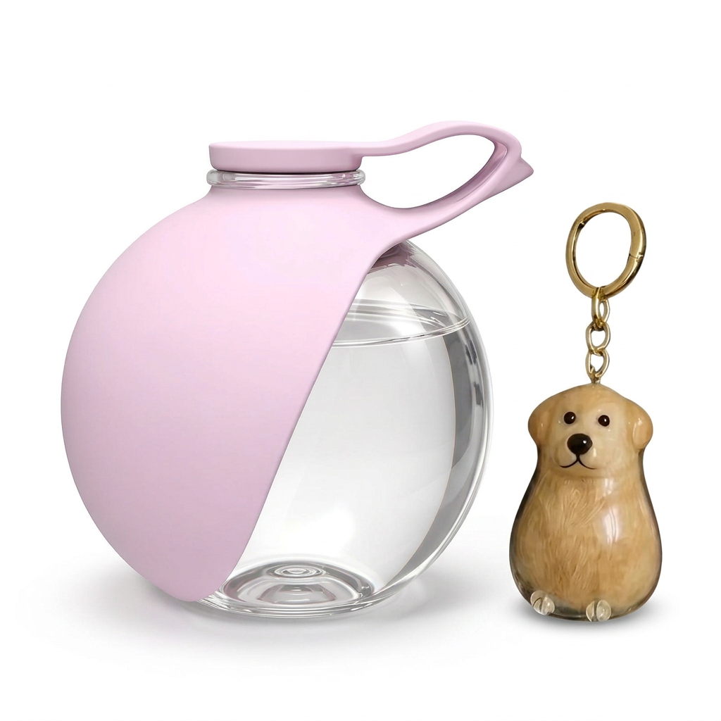 Pack de paseo: botella + llavero de perro