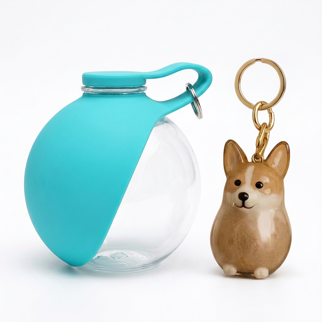 Pack de paseo: botella + llavero de perro