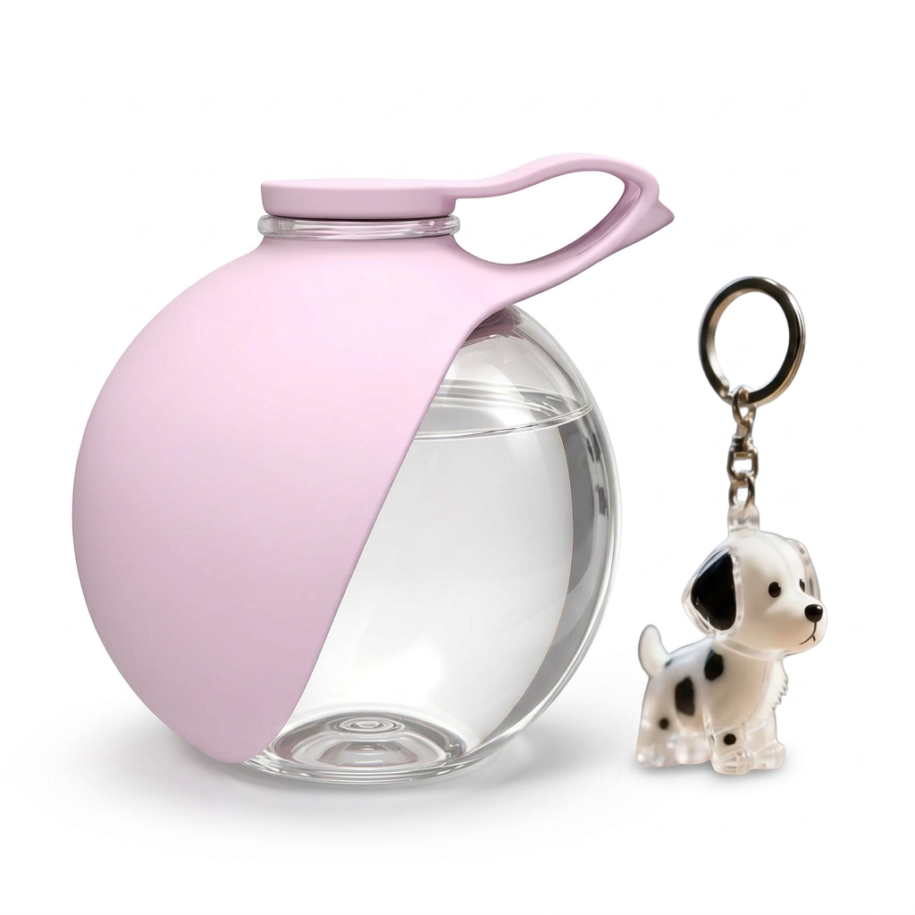Pack de paseo: botella + llavero de perro