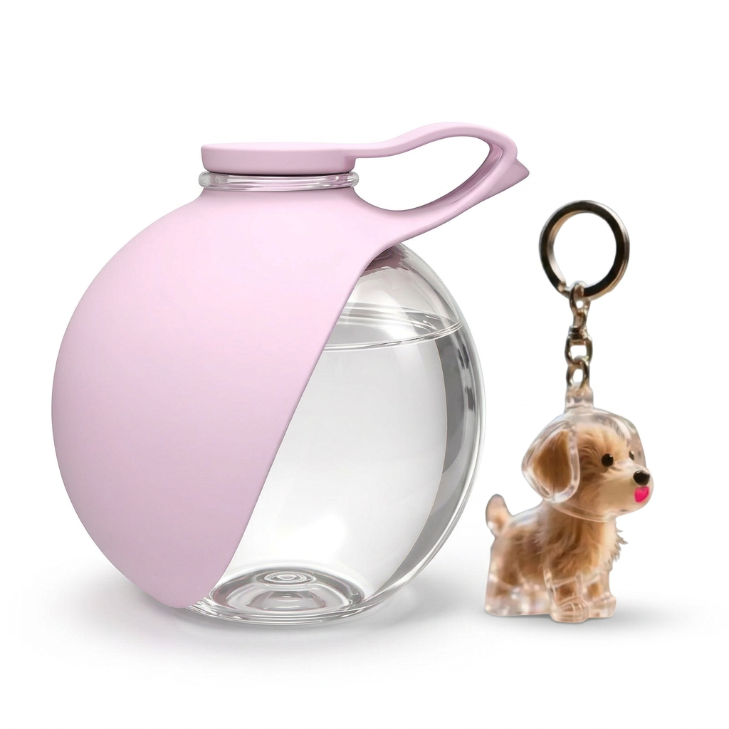 Pack de paseo: botella + llavero de perro